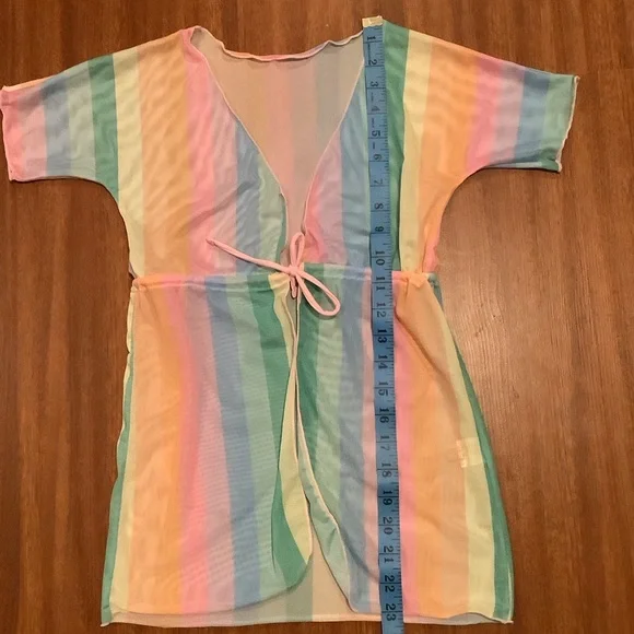 SHEIN rainbow mesh swim cover top - Picture 3 of 6